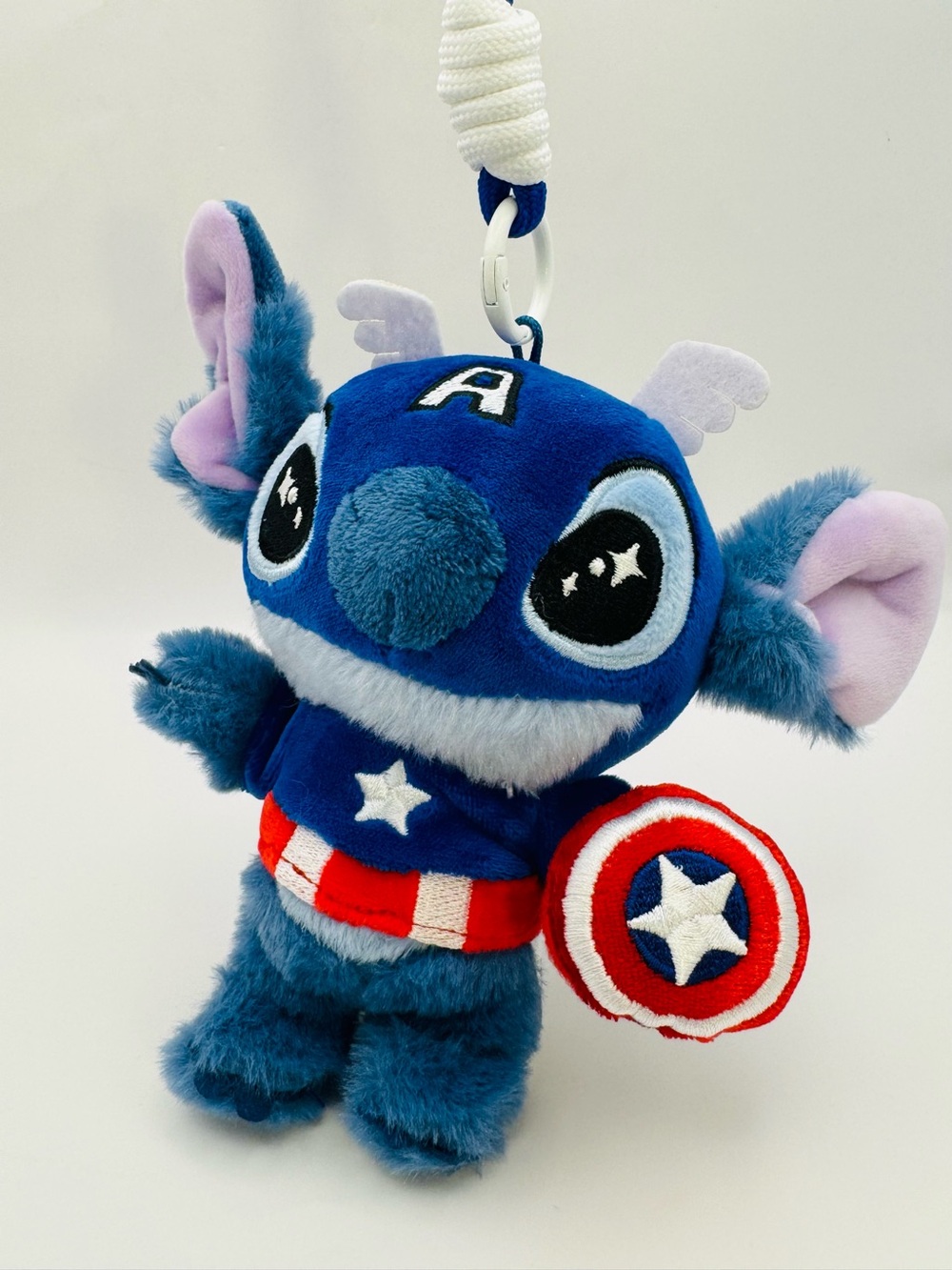 Marvel x Disney Stitch Cosbi Plush Keychain Open Box - Stitch as Captain America